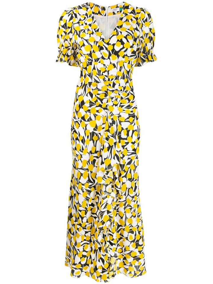 Rixo Ariel Printed Midi Dress - Yellow