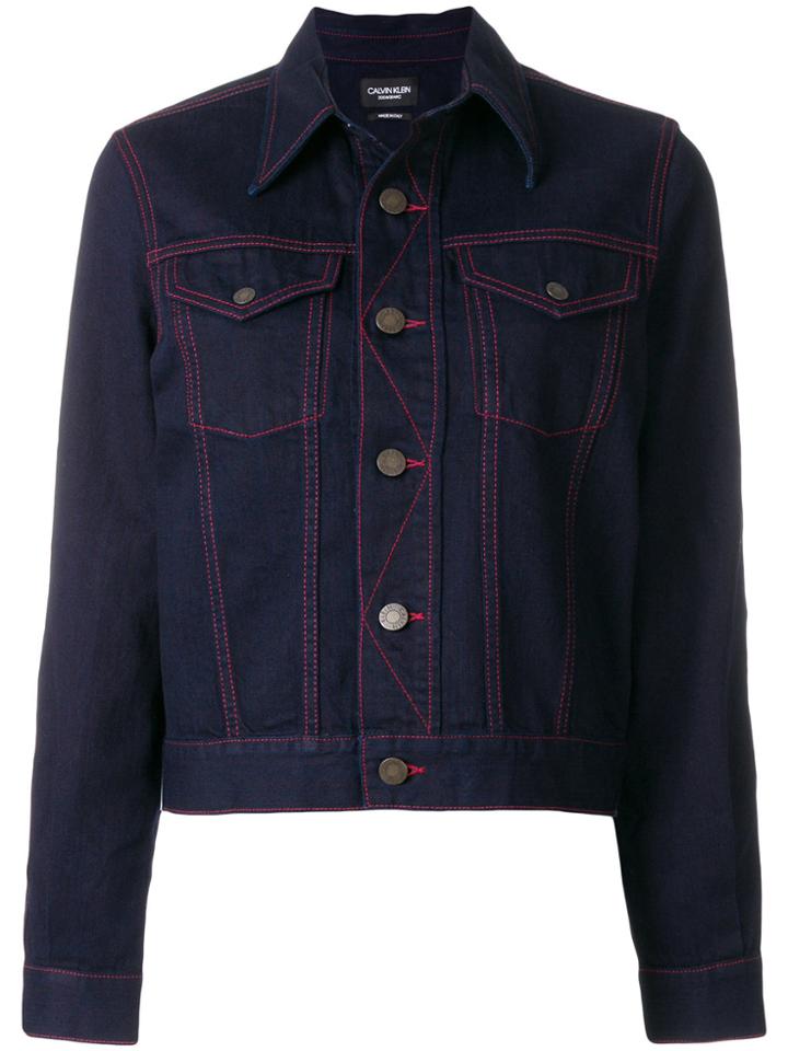Calvin Klein Contrast Stitching Denim Jacket - Blue
