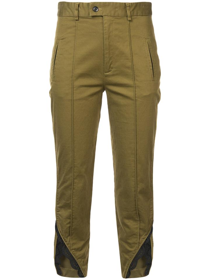 Marissa Webb Cropped Lace-hem Trousers - Green