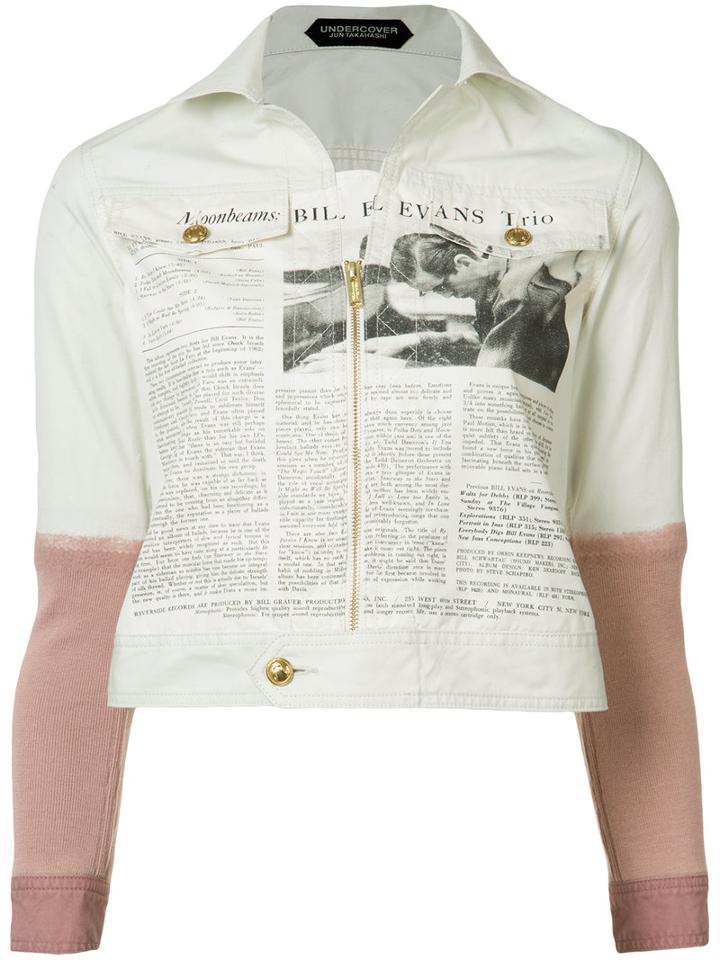 Undercover Newspaper Print Jacket, Women's, Size: 2, White, Cotton
