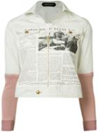 Undercover Newspaper Print Jacket, Women's, Size: 2, White, Cotton