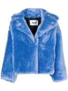 Msgm Faux Fur Coat - Blue