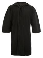 Homme Plissé Issey Miyake Pleated Hooded Shortsleeved Coat, Men's, Size: 1, Black, Polyester