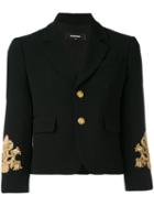 Dsquared2 - Embroidered Sleeve Jacket - Women - Viscose/acetate/spandex/elastane/brass - 40, Black, Viscose/acetate/spandex/elastane/brass