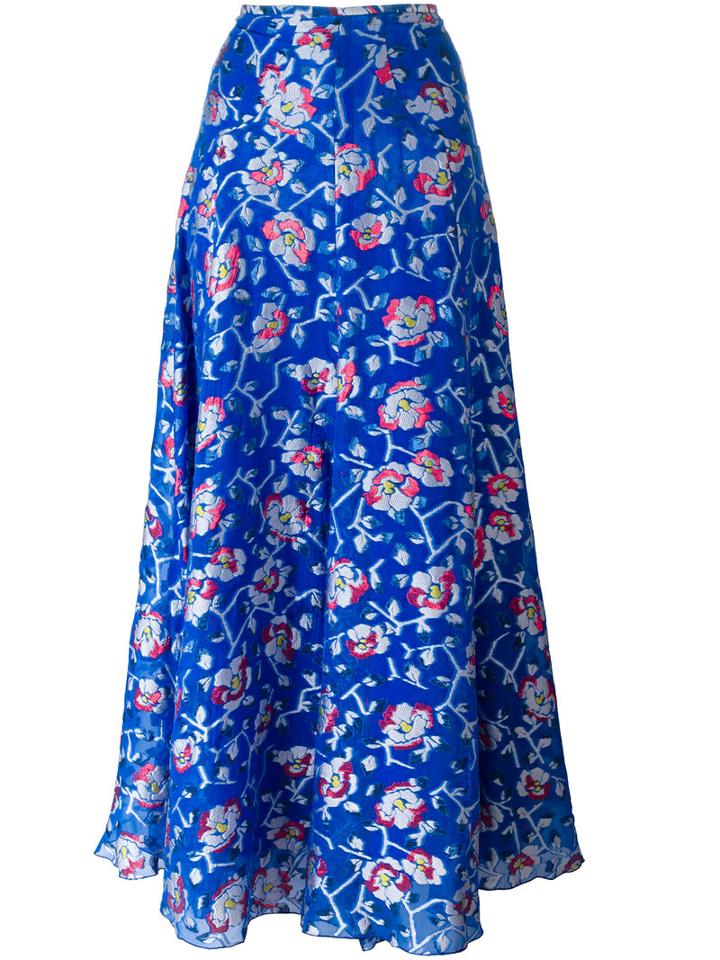 Isabel Marant Floral Maxi Skirt, Women's, Size: 38, Blue, Silk/polyester