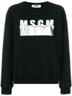 Msgm Oversized Metallic Logo Sweatshirt - Black