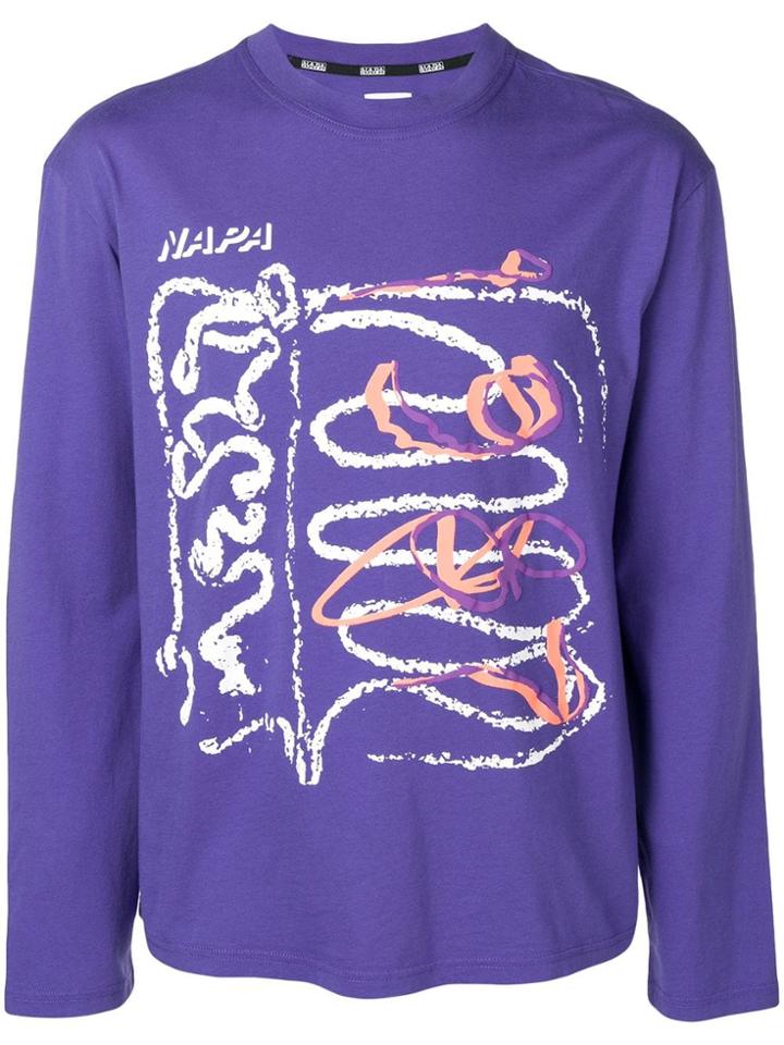 Napa By Martine Rose Abstract Print Long Sleeve Top - Purple