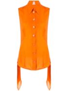 Hermès Pre-owned Layered Pointed Sleeveless Blouse - Orange