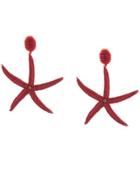 Oscar De La Renta Threaded Star Fish Earrings - Red