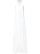 Badgley Mischka Draped Halter Evening Gown, Women's, Size: 0, White, Silk