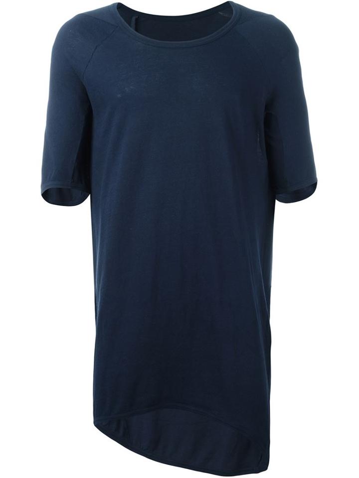 11 By Boris Bidjan Saberi Asymmetric Loose T-shirt, Men's, Size: L, Blue, Cotton