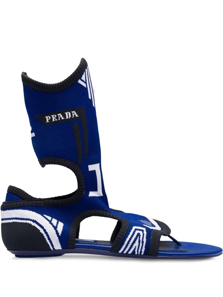 Prada Knit Sock Sandals - Blue