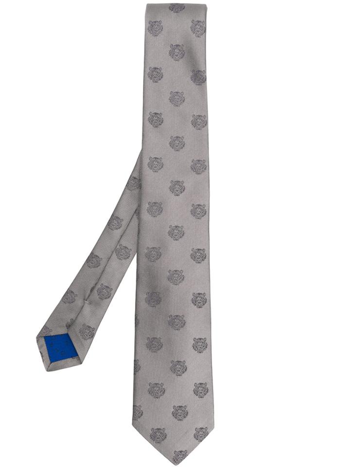Kenzo Tiger Print Tie - Grey