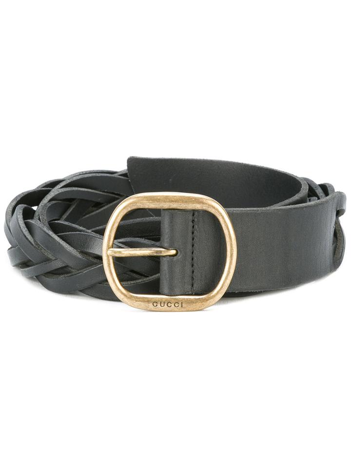 Gucci Braided Belt, Men's, Size: 110, Black, Leather