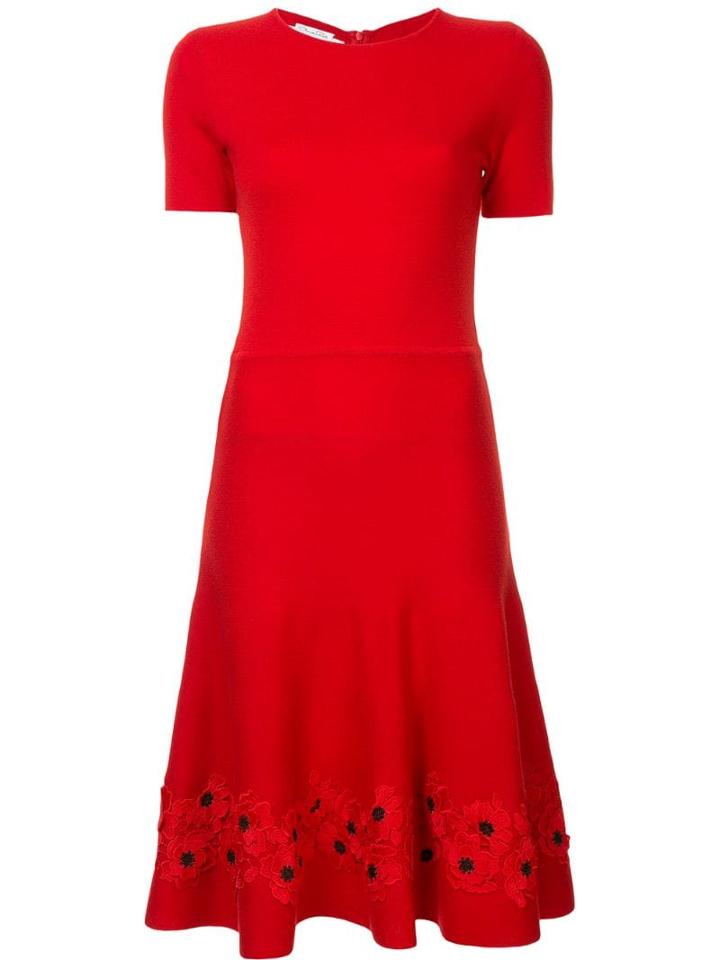 Oscar De La Renta Anemone Flower Dress - Red