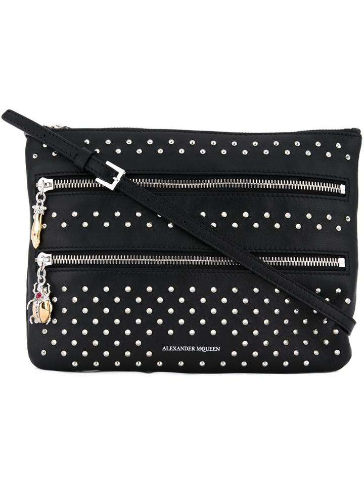Alexander Mcqueen Multi Zip Clutch, Women's, Black