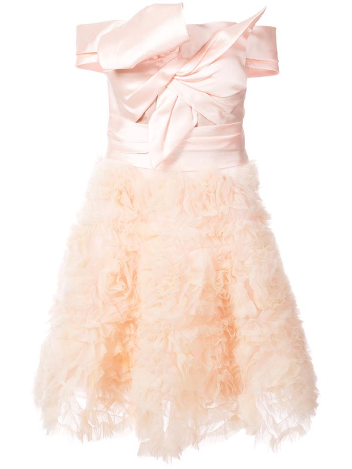 Marchesa Notte Frill-embroidered Dress - Pink & Purple