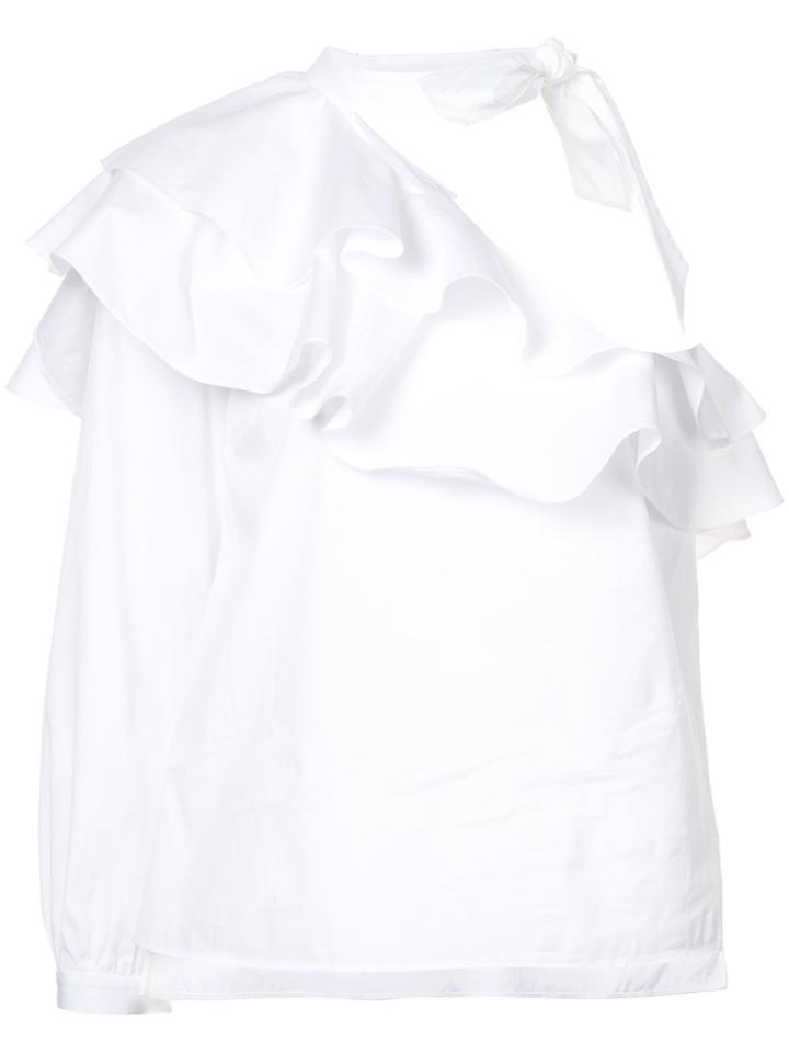Veronica Beard Asymmetric Frill-trim Blouse - White
