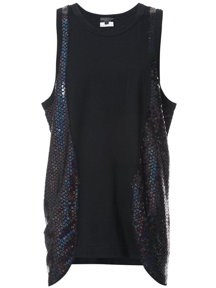 Comme Des Garçons Homme Plus Sequin Panel Tank - Black