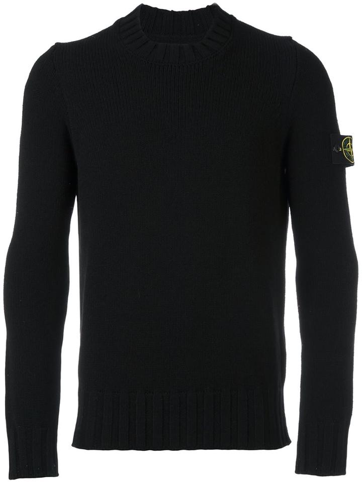 Stone Island Ribbed Detailing Pullover, Men's, Size: Xxl, Black, Polyester/wool