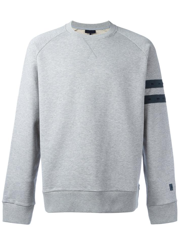Lanvin Stripe Panel Sweatshirt, Men's, Size: Medium, Grey, Cotton