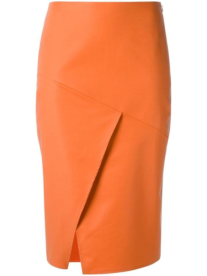 Andrea Marques Panelled Skirt, Women's, Size: 42, Yellow/orange, Cotton/spandex/elastane