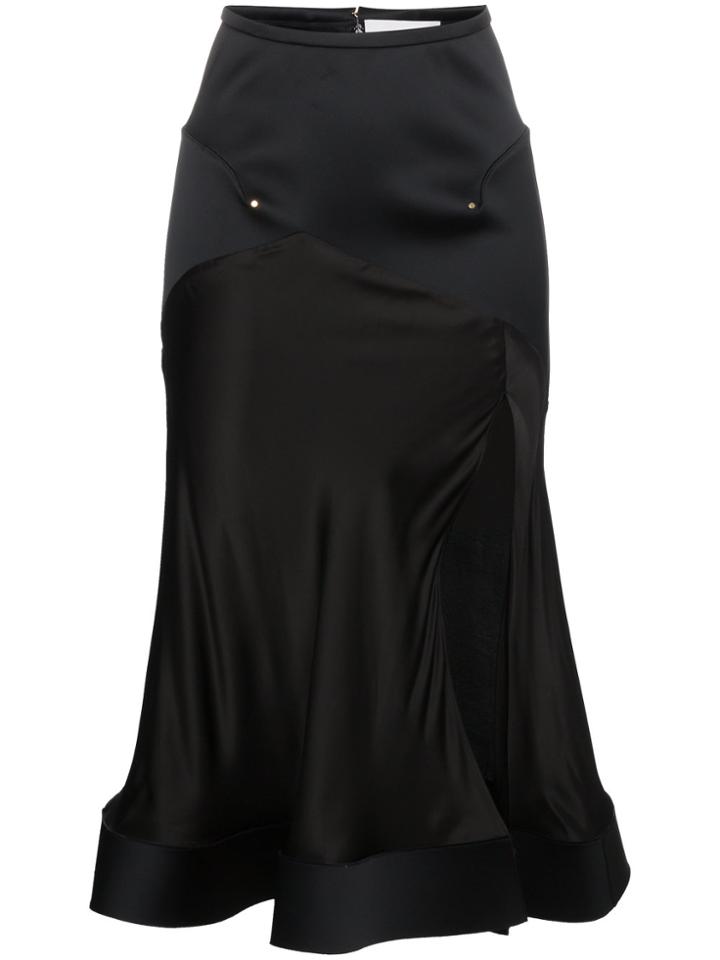 Esteban Cortazar Satin Midi Skirt - Black