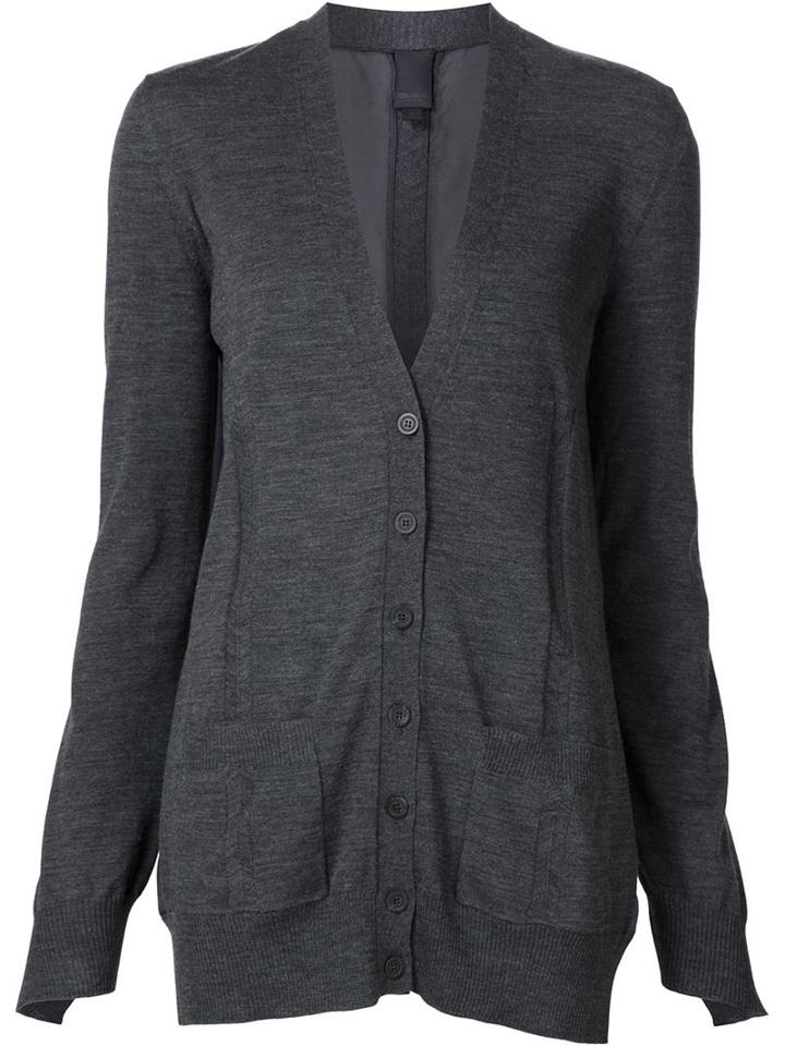 Vera Wang Habotai Back Cardigan, Women's, Size: Medium, Grey, Silk/wool