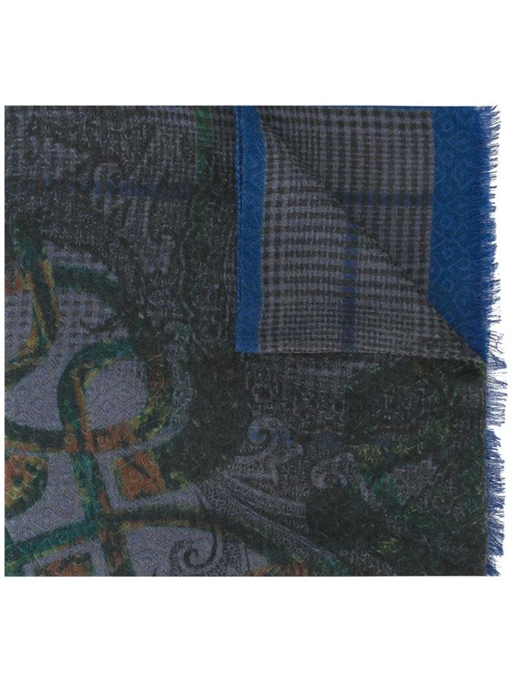 Etro Reversible Scarf, Women's, Blue, Silk/wool