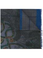 Etro Reversible Scarf, Women's, Blue, Silk/wool