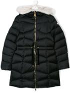 Treapi Fur Trim Puffer Coat - Black