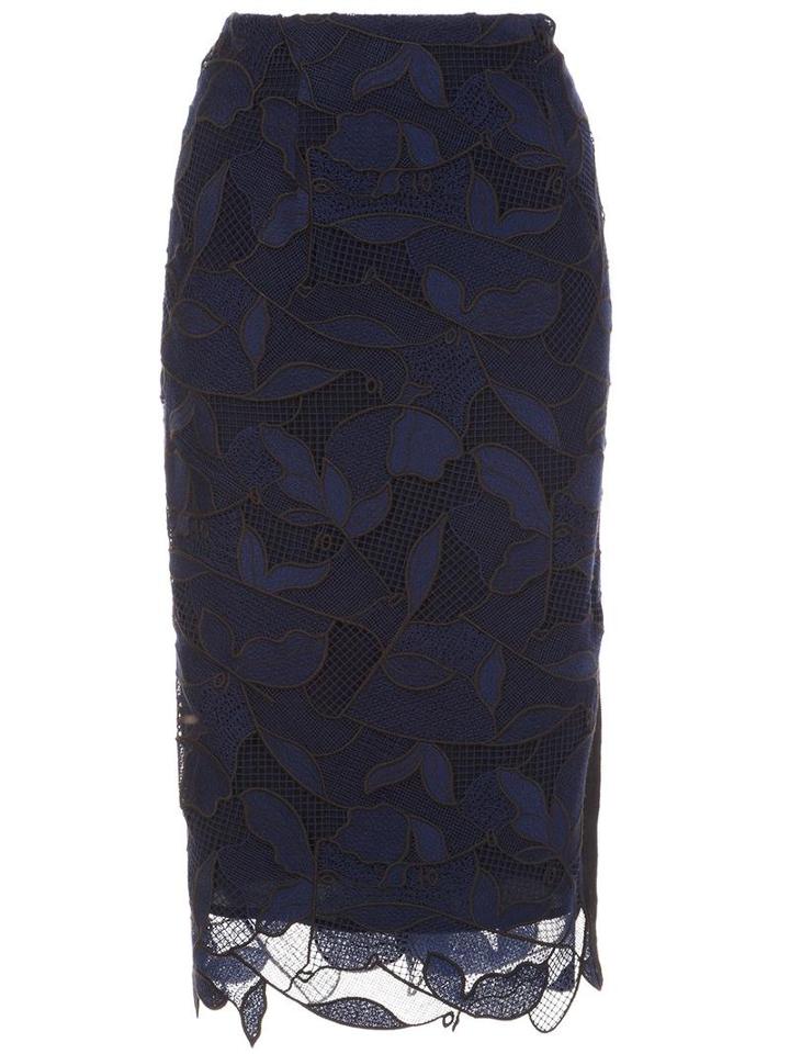 Grey Jason Wu Floral Netted Skirt, Women's, Size: 4, Blue, Nylon