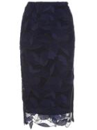 Grey Jason Wu Floral Netted Skirt, Women's, Size: 4, Blue, Nylon