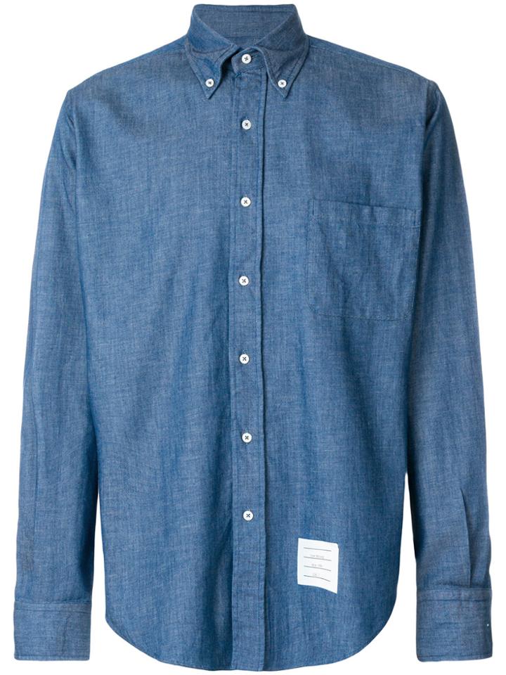 Thom Browne Regular Fit Long Sleeve Shirt In Shirting Denim - Blue