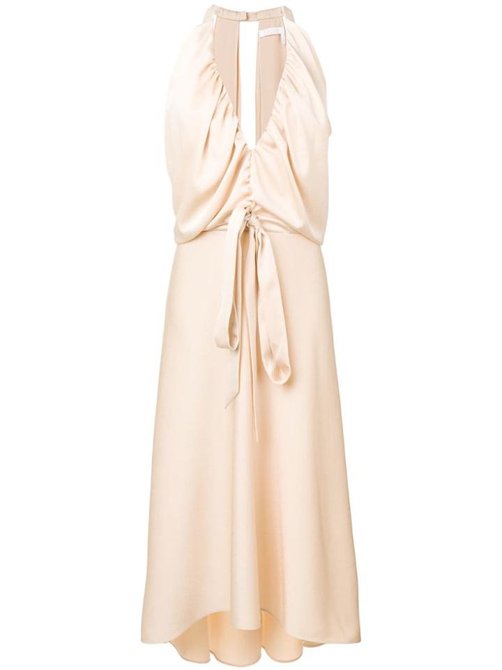 Chloé Deep V-neck Fluid Dress - Neutrals