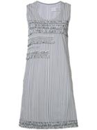 Victoria Victoria Beckham Striped Ruffle Panel Dress - Blue