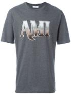 Ami Alexandre Mattiussi Front Logo Print T-shirt, Men's, Size: 48, Grey, Cotton