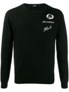 Karl Lagerfeld Logo Embroidered Sweater - Black