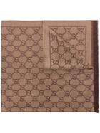 Gucci Monogram Knitted Scarf - Brown