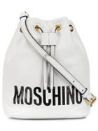 Moschino Logo Print Bucket Bag - White