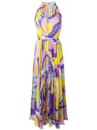 Emilio Pucci Rivera Print Silk Halter-neck Dress - Blue