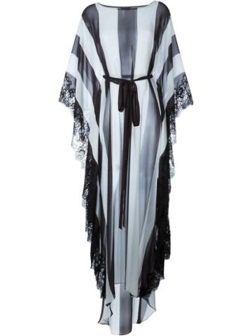 Rosamosario Lace Application Striped Kaftan, Women's, Size: 38, Black, Polyamide