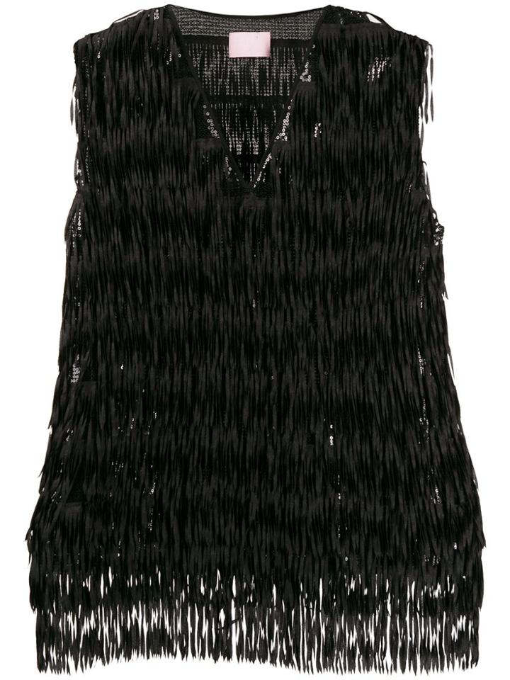 Giamba Fringed Vest - Black