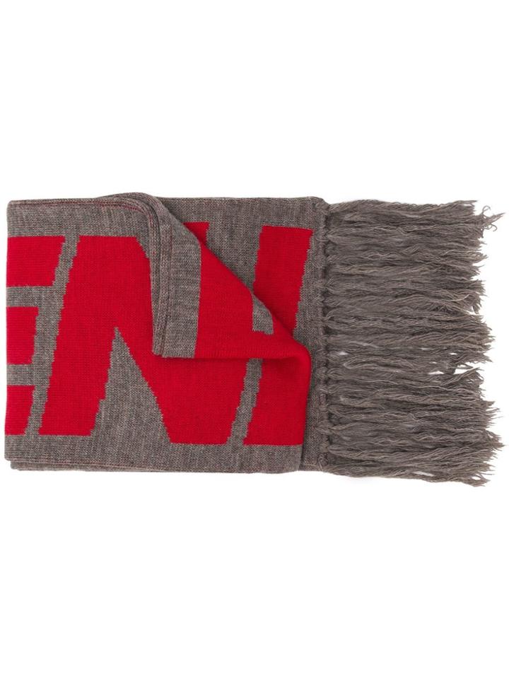 A-cold-wall* Fringed Intarsia Scarf - Grey