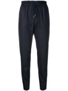 Astraet Pinstripe Cropped Trousers, Size: 2, Blue, Polyester