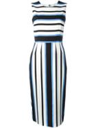 Dolce & Gabbana Striped Midi Dress, Women's, Size: 42, White, Silk/spandex/elastane
