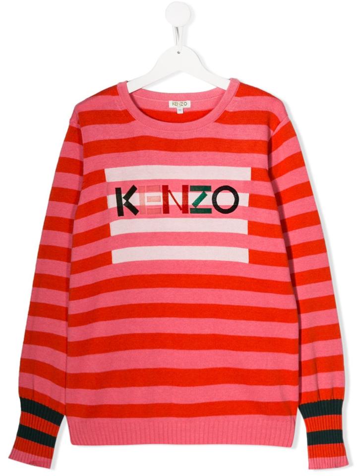 Kenzo Kids Teen Striped-print Jumper - Pink