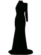 Alex Perry Harlyn Velvet One Sleeve Gown - Black