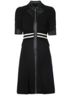 Yigal Azrouel - Zipped Front Flared Dress - Women - Calf Leather/polyester - 10, Black, Calf Leather/polyester