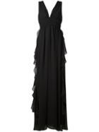 Msgm V-neck Gown, Women's, Size: 46, Black, Polyester